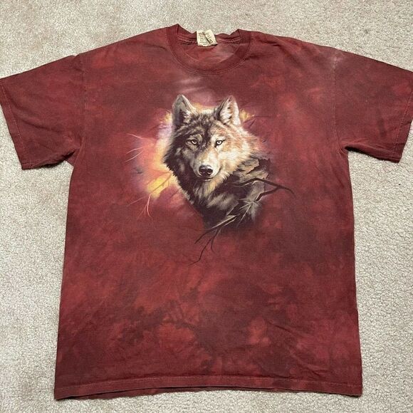The Mountain Leather Tag Wolf Print T-Shirt Large - Picture 2 of 9